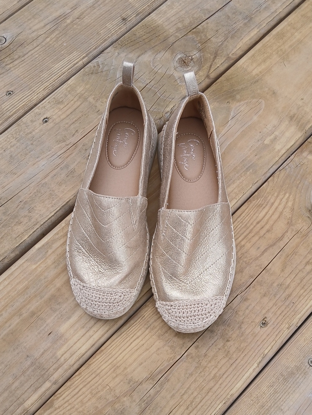 Metallic Gold Slip-On Espadrilles for Women